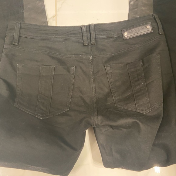 Burberry Brit Black Leather Embellished Denim Jeans - Picture 3 of 6